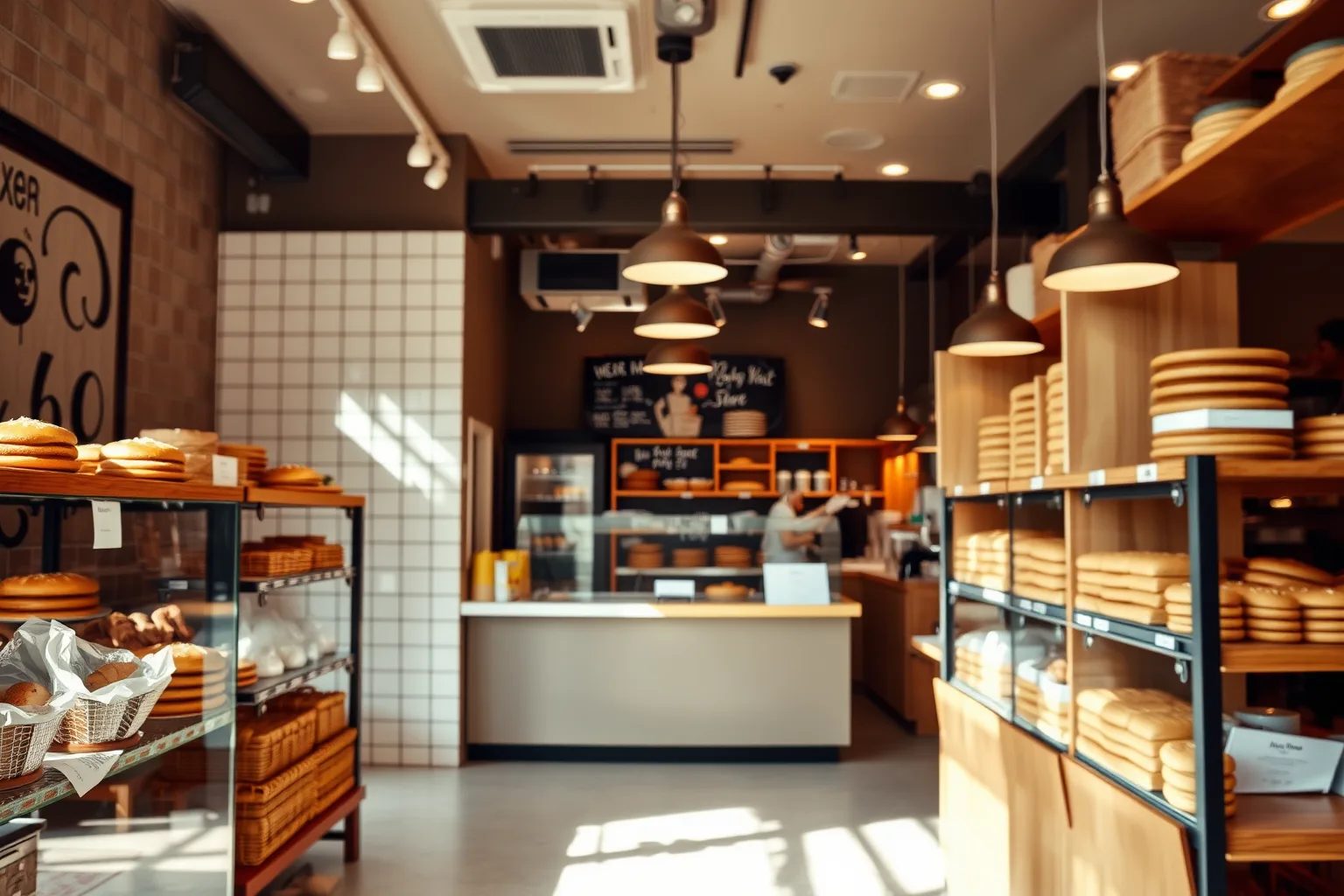 A warm and inviting bakery with freshly baked goods