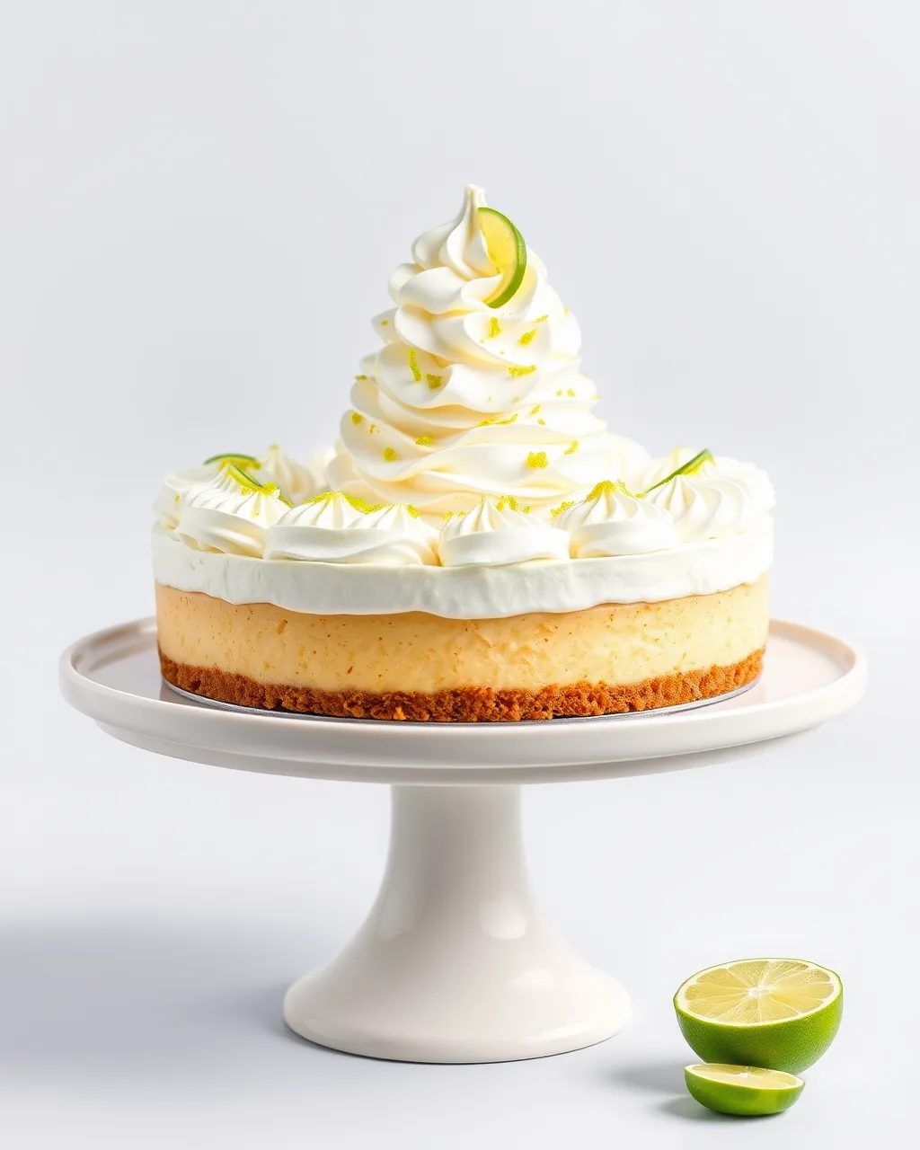 A slice of key lime pie on a plate
