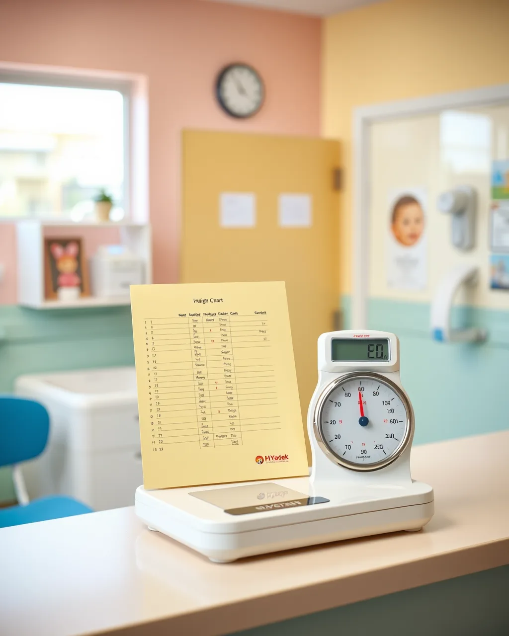 Doctor writing on a patient chart in clinic